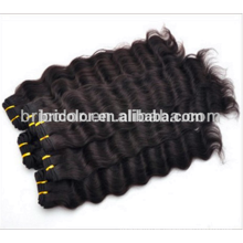 Sin enredos Sin mezcla Color 1 # Negro azabache Onda profunda 100% pinza de cabello humano en extensión de cabello